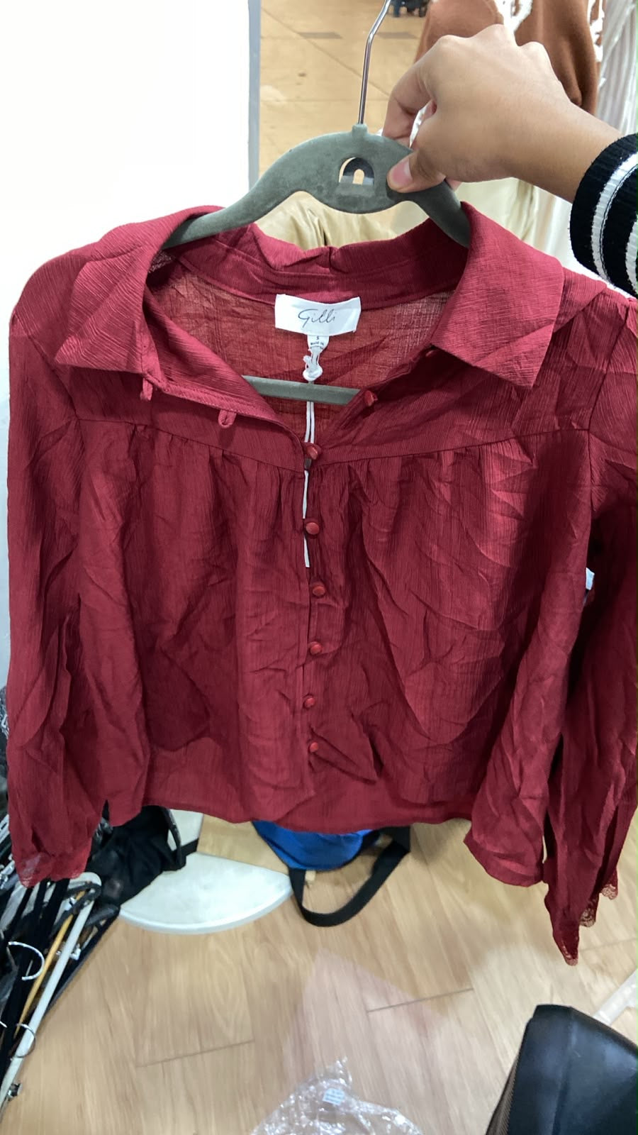 Camisa Guinda corta manga Larga