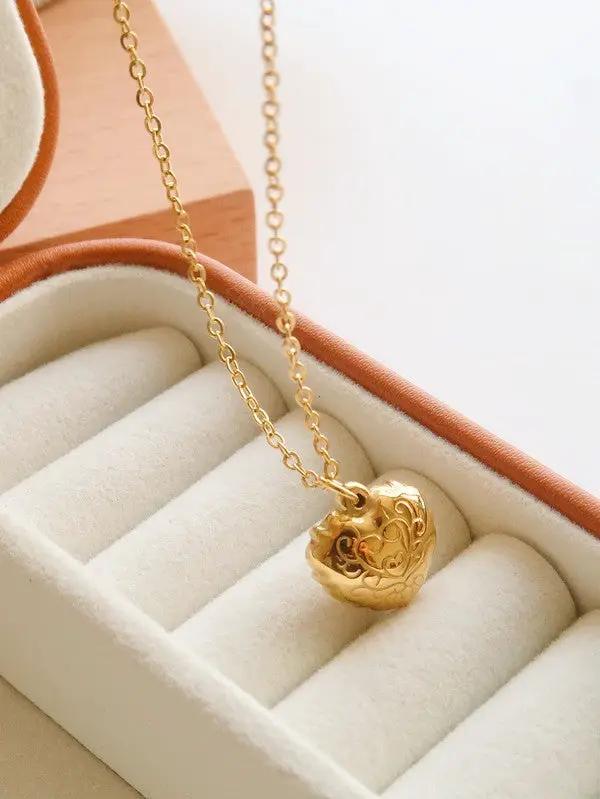 Non-tarnish Vintage Heart Pendant Necklace by Yanet Collective