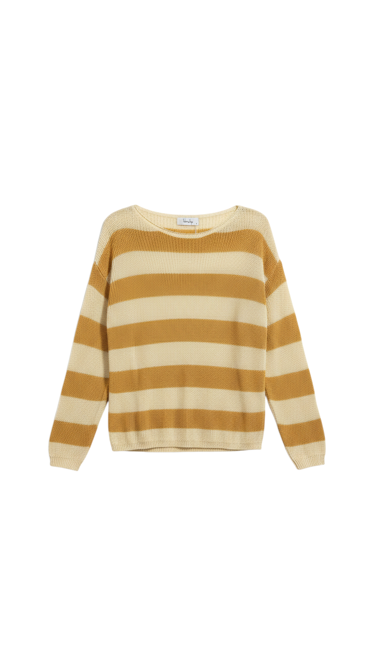 Suéter de Punto a Rayas Beige y Marrón - Estilo Boutique