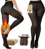 Medias Mallas Leggins Afelpadas Efecto Translúcido, Gruesas para el Invierno