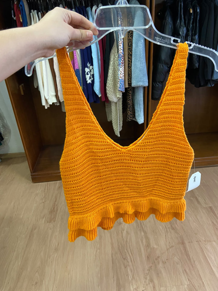 Top de Crochet Naranja con Volantes - Estilo Boutique