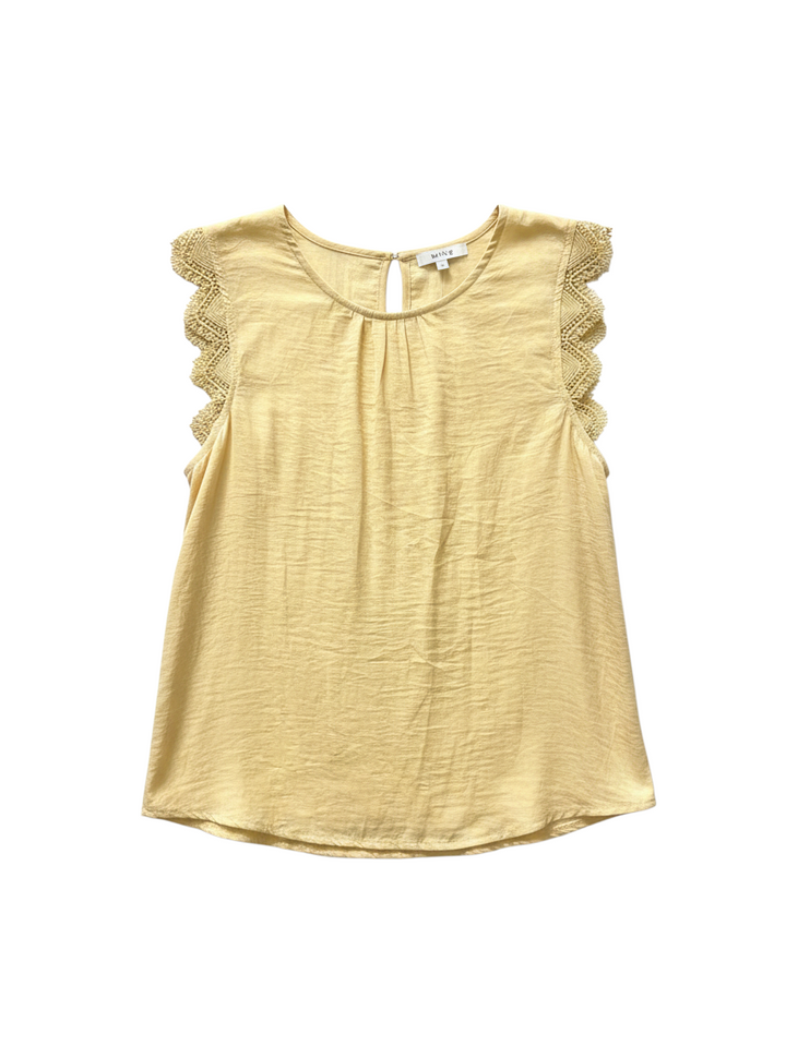 Top Amarillo Sin Mangas con Detalle de Encaje - Estilo Boutique