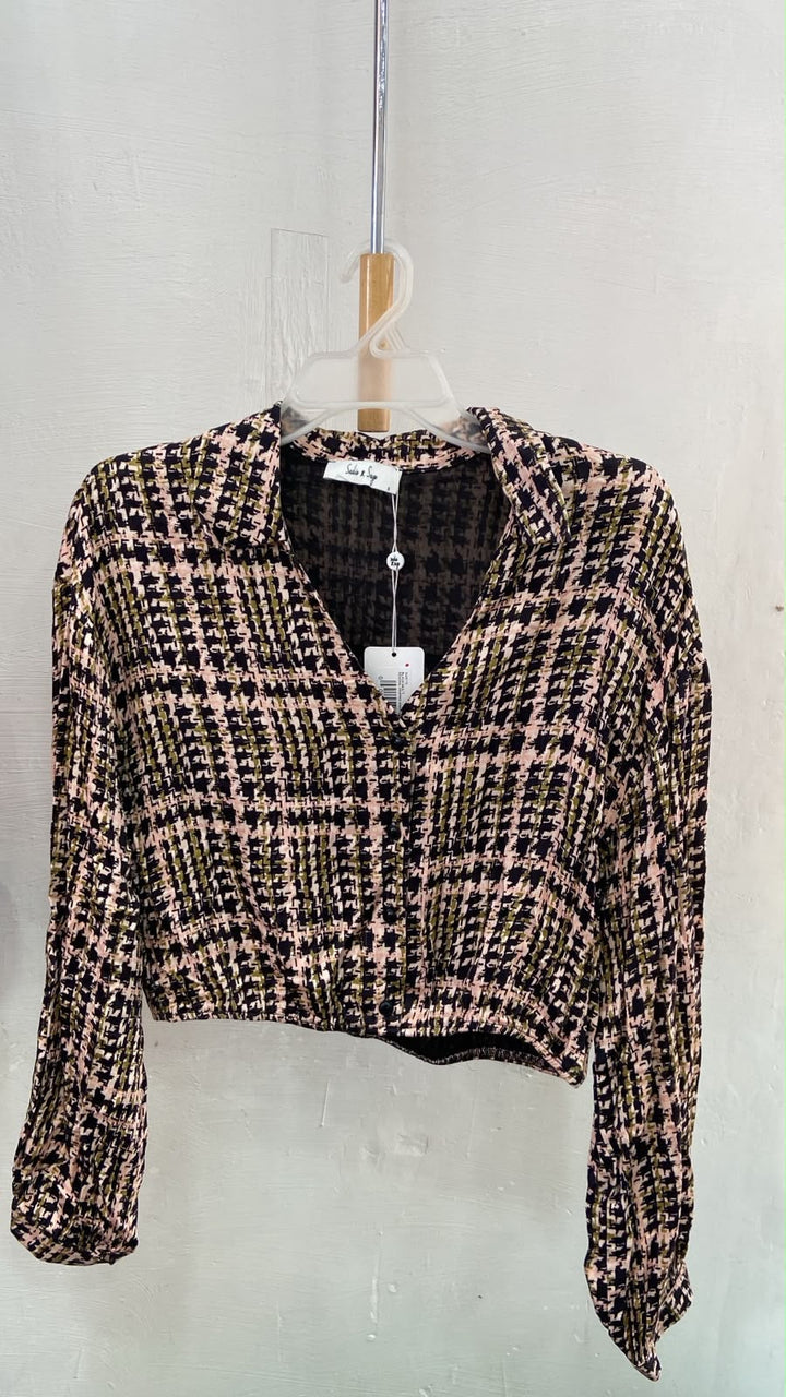 Top Corto a Cuadros Negro y Rosa - Estilo Boutique