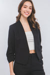 Blazer Abierto Manga Larga Negro – Elegancia y Sofisticación