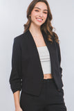 Blazer Abierto Manga Larga Negro – Elegancia y Sofisticación