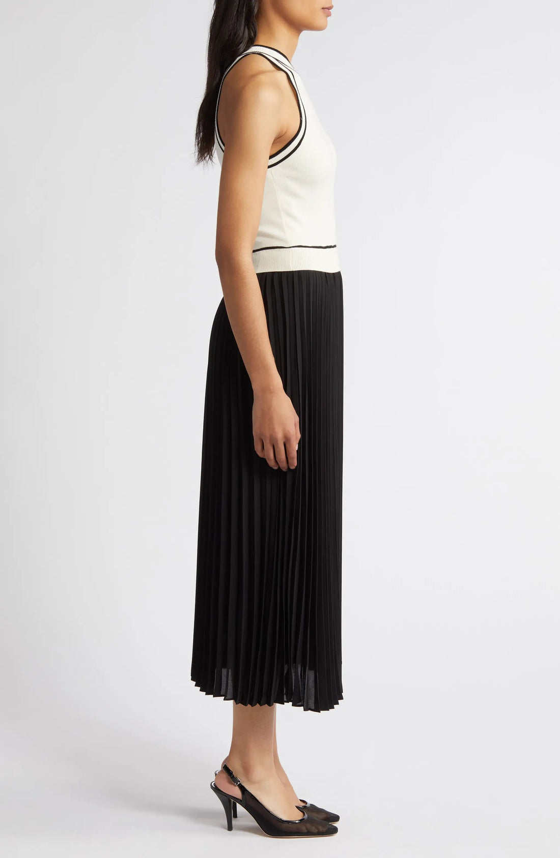 Vestido Maxi Blanco con Negro Sin Mangas by Yanet Collective