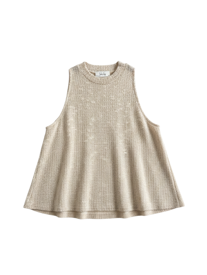 Top Sin Mangas de Tejido Color Beige con Textura