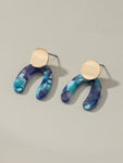 aretes Pendientes largos con forma de arco en verde y azul
