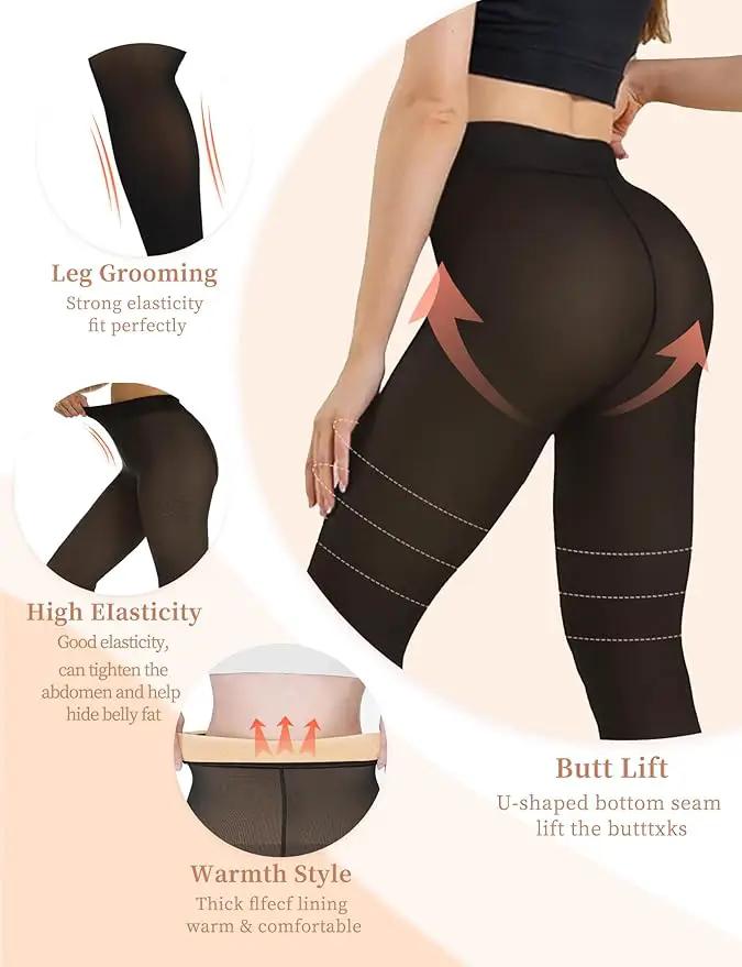 Medias Mallas Leggins Afelpadas Efecto Translúcido, Gruesas para el Invierno by Yanet Collection