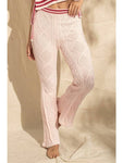 Pantalón de punto acampanado rosa
