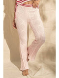Pantalón de punto acampanado rosa