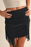 Falda mini de gamuza Negra con flecos – estilo western