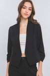 Blazer Abierto Manga Larga Negro – Elegancia y Sofisticación