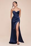 Vestido de Gala de Satén Plisado CORSAGE 7483 - Elegante Vestido de Noche para Mujer (Azul Real)