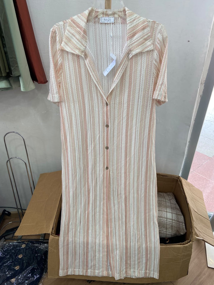 Vestido Camisero de Rayas Melocotón - Estilo Boutique