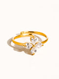 18k Gold Non-tarnish Cz Clover Ring