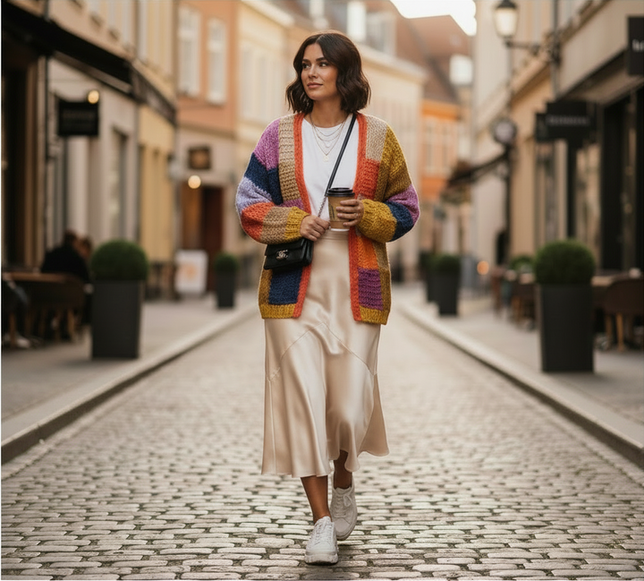 Cárdigan de Punto Multicolor con Mangas Acampanadas - Estilo Boutique