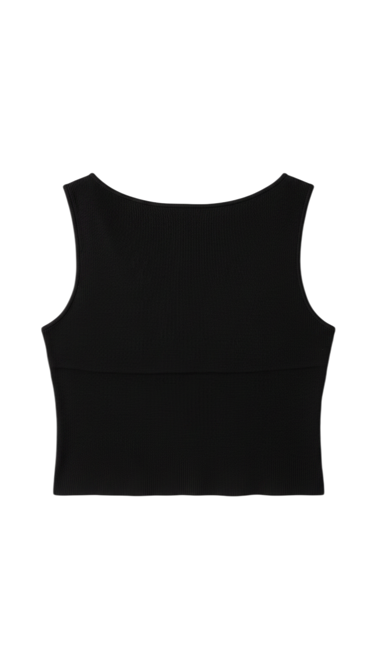 Black Sleeveless Cropped Top with Fitted Design