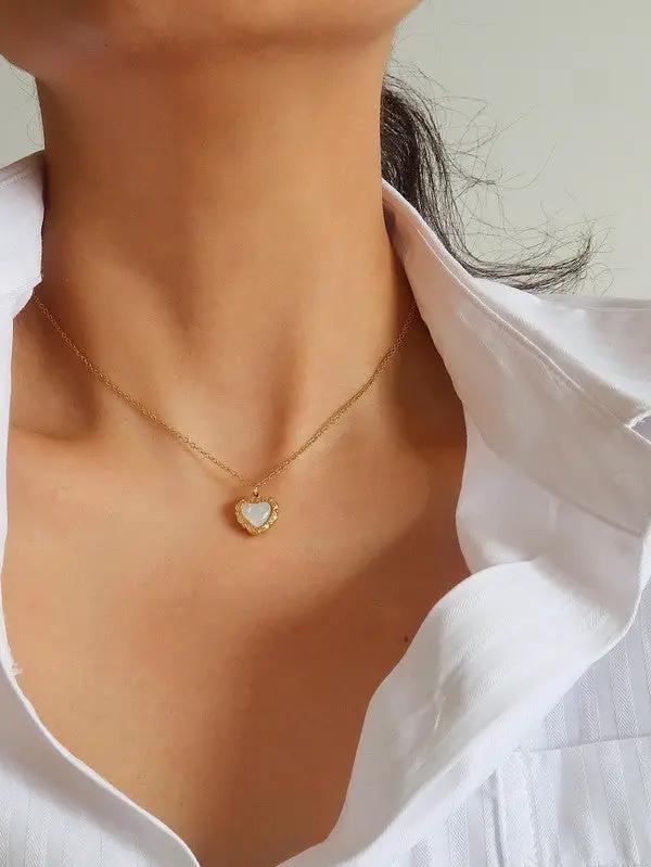 Non-tarnish Vintage Heart Pendant Necklace by Yanet Collective