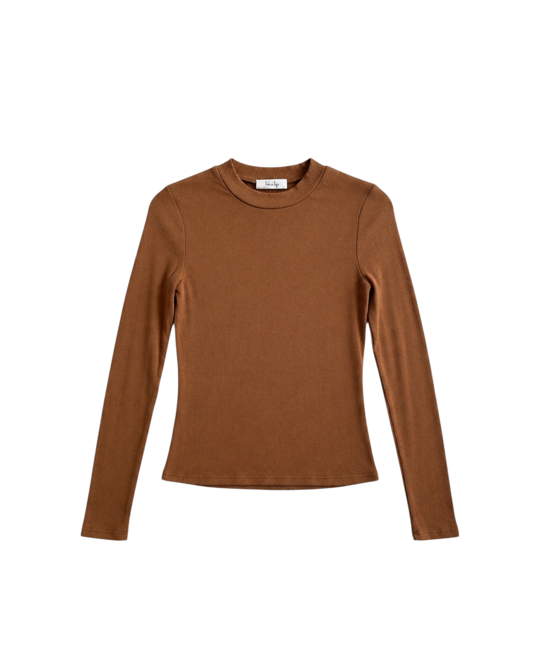 Blusa Ajustada de Manga Larga en Tono Tierra con Textura Exclusiva