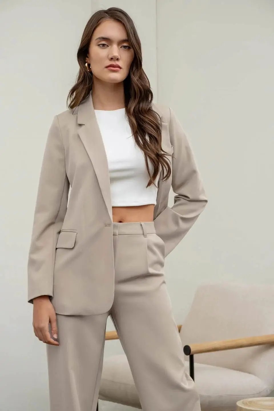 BLAZER MANGA LARGA LISO SACO by Yanet Collection