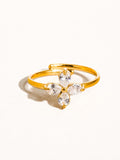 18k Gold Non-tarnish Cz Clover Ring