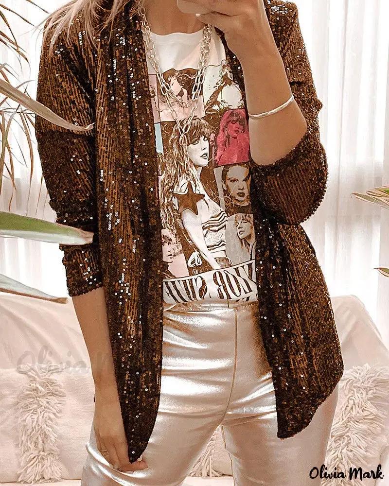 Blazer con Lentejuelas y Mangas 3/4 by Yanet Collection