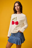 Suéter de Punto con Estampado de Cereza Rojo - Moda Mujer México