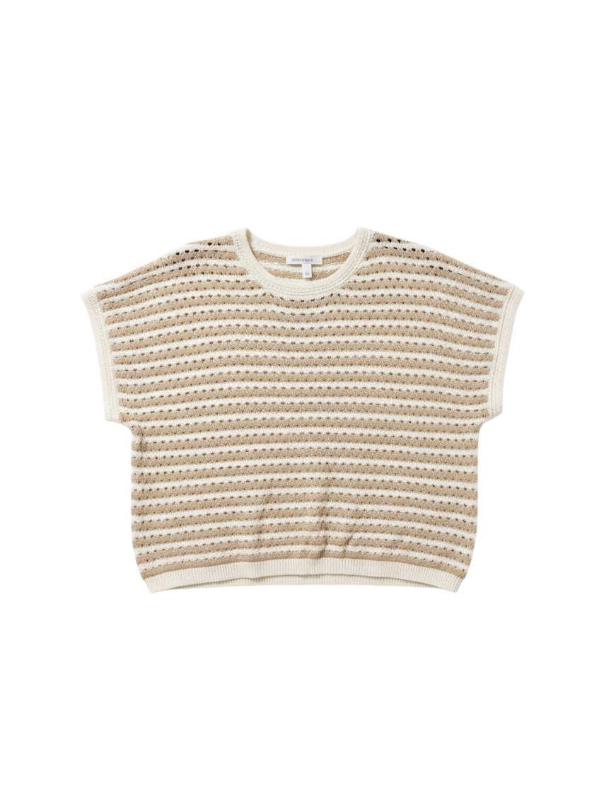 Top de Punto Crema con Textura a Rayas - Estilo Boutique