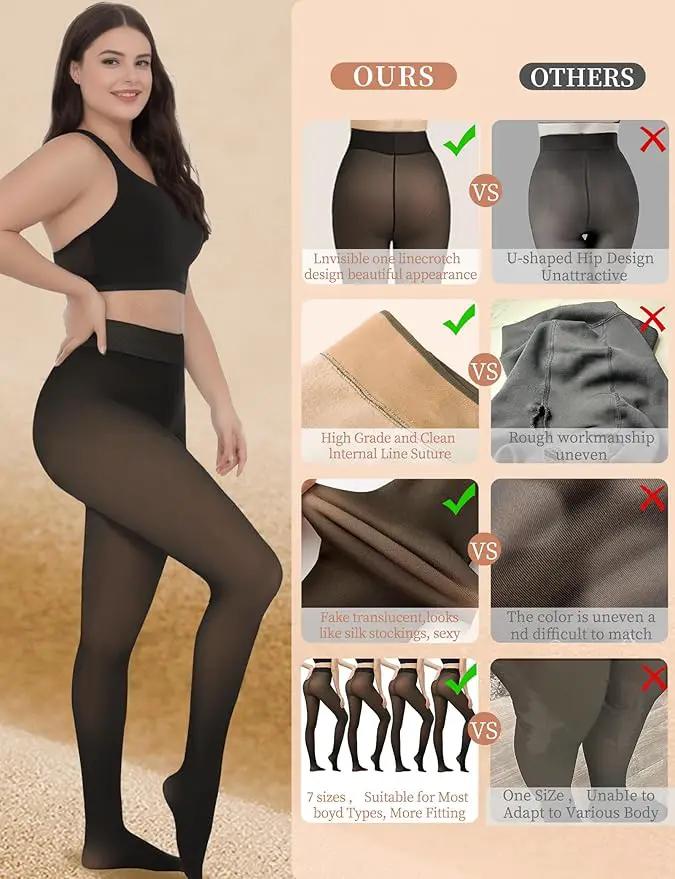 Medias Mallas Leggins Afelpadas Efecto Translúcido, Gruesas para el Invierno by Yanet Collection
