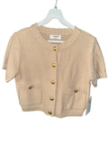 Suéter Top Cardigan Tejido de punto beige botones dorados