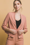 Chaqueta blazer de manga larga y abierta rosa madera