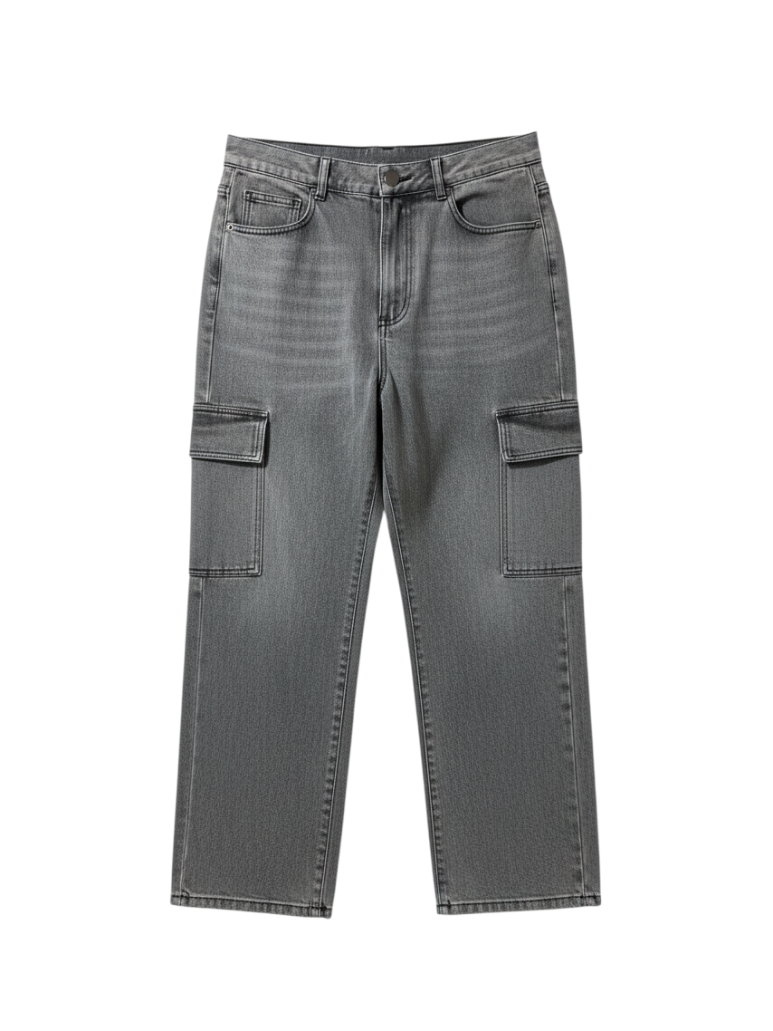 Pantalones Cargo de Mezclilla Gris - Estilo Boutique Urbano