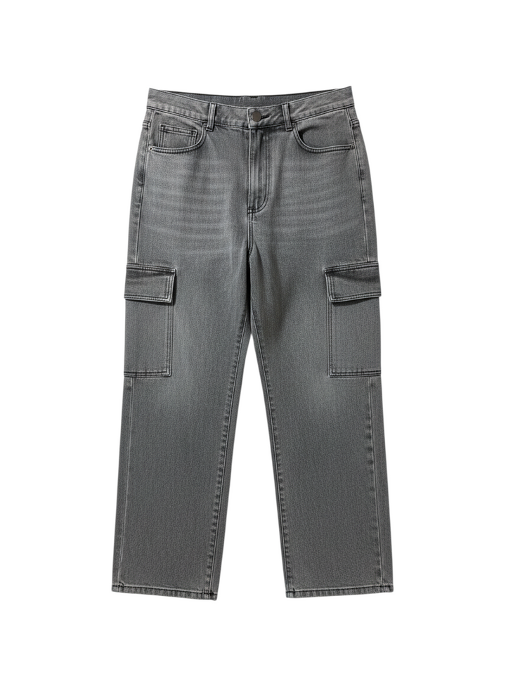 Pantalones Cargo de Mezclilla Gris - Estilo Boutique Urbano