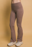 Leggings Acampanados de Cintura Alta para Mujer Con Bolsillos Laterales Deportivos Cafe Mocha Mousse