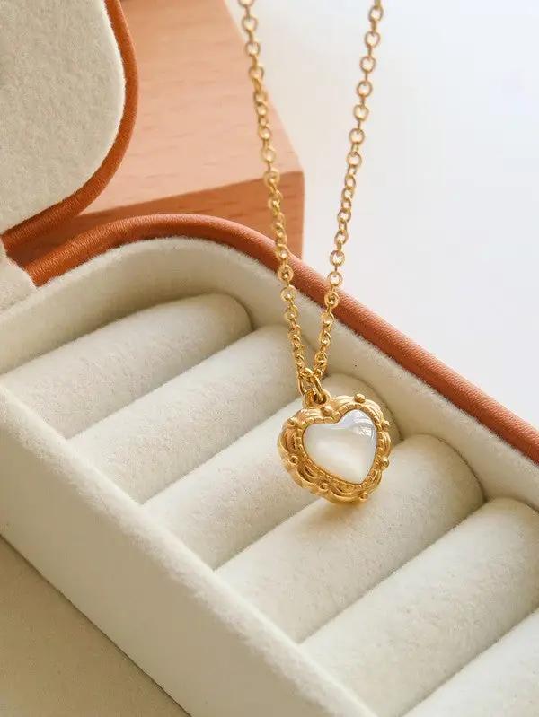 Non-tarnish Vintage Heart Pendant Necklace by Yanet Collective