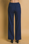 Pantalones de Lino con Cordón Azul Marino