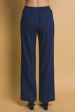 Pantalones de Lino con Cordón Azul Marino