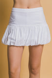 Falda-Short de Lino con Dobladillo Burbuja Blanco