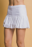Falda-Short de Lino con Dobladillo Burbuja Blanco