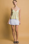 Falda-Short de Lino con Dobladillo Burbuja Blanco