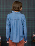 Camisa de Mezclilla Chambray con Cuello y Manga 3/4 con Botón