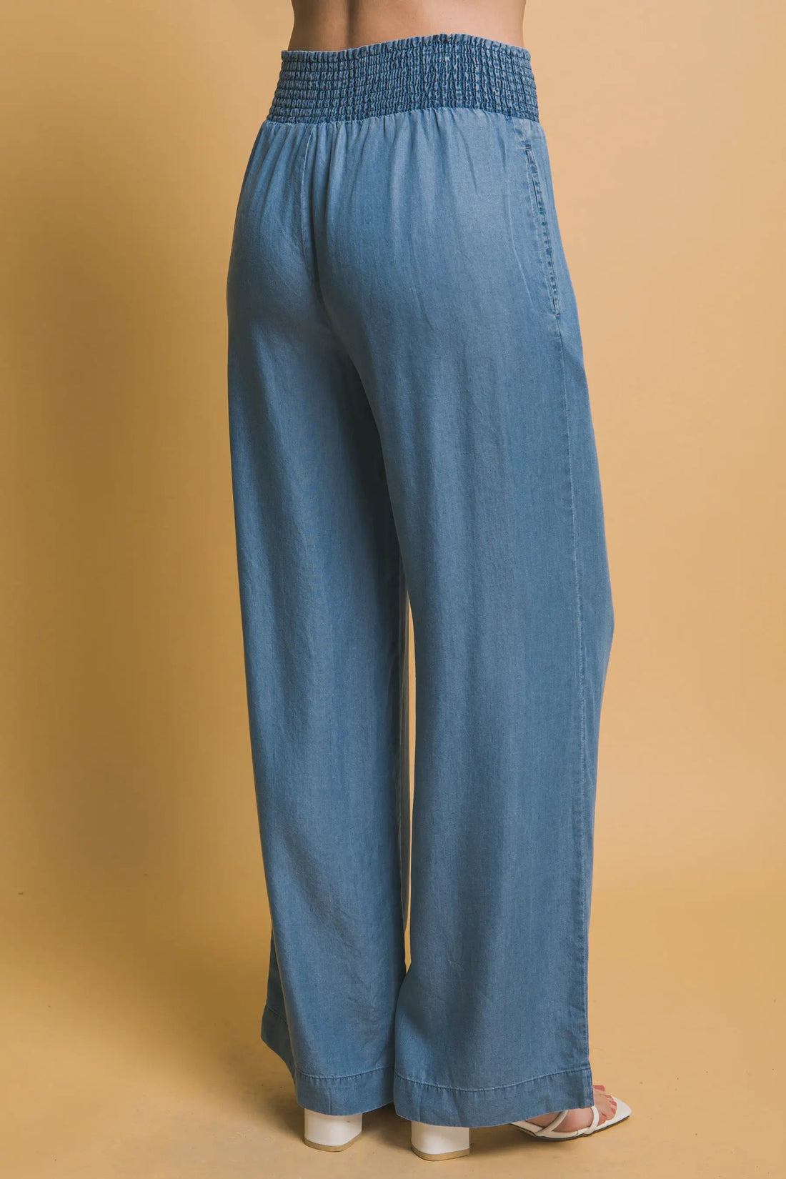 LOVE TREE Pantalones Casuales de Cintura Alta con Smock para Mujer - LOVE TREE - Pants