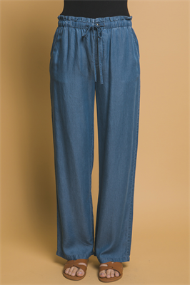 Pantalones tela estilo Denim Tencel con Cintura Elástica