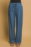 Pantalones tela estilo Denim Tencel con Cintura Elástica
