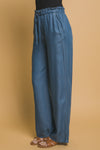 Pantalones tela estilo Denim Tencel con Cintura Elástica