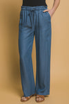 Pantalones tela estilo Denim Tencel con Cintura Elástica