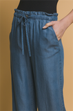 Pantalones tela estilo Denim Tencel con Cintura Elástica