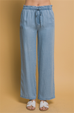 Pantalones tela estilo Denim Tencel con Cintura Elástica