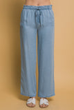 Pantalones tela estilo Denim Tencel con Cintura Elástica